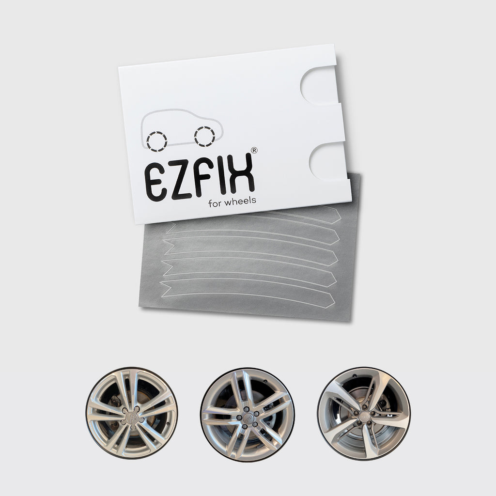 Audi car wheel rim scratch repair kit in polished metal