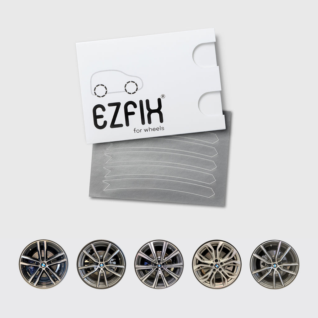 BMW car wheel rim scratch repair kit in polished metal