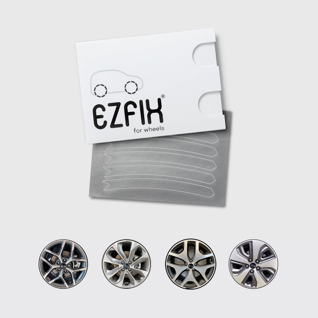 Kia car wheel rim scratch repair kit in polished metal