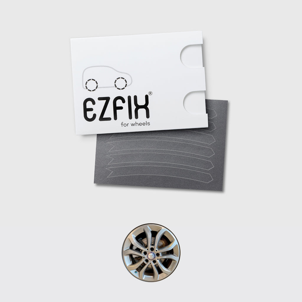 Mercedes car wheel rim scratch repair kit in grey silver