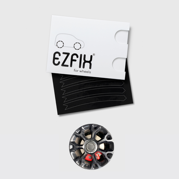 Fiat 500 car wheel rim scratch repair kit in black matt