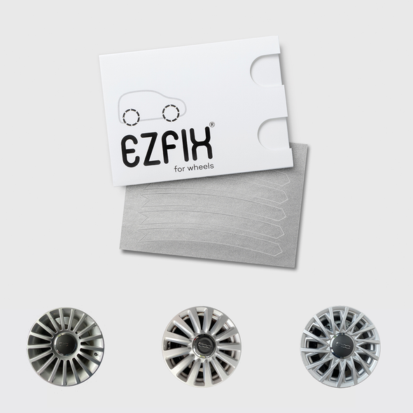 Fiat 500 car wheel rim scratch repair kit in  titan silver
