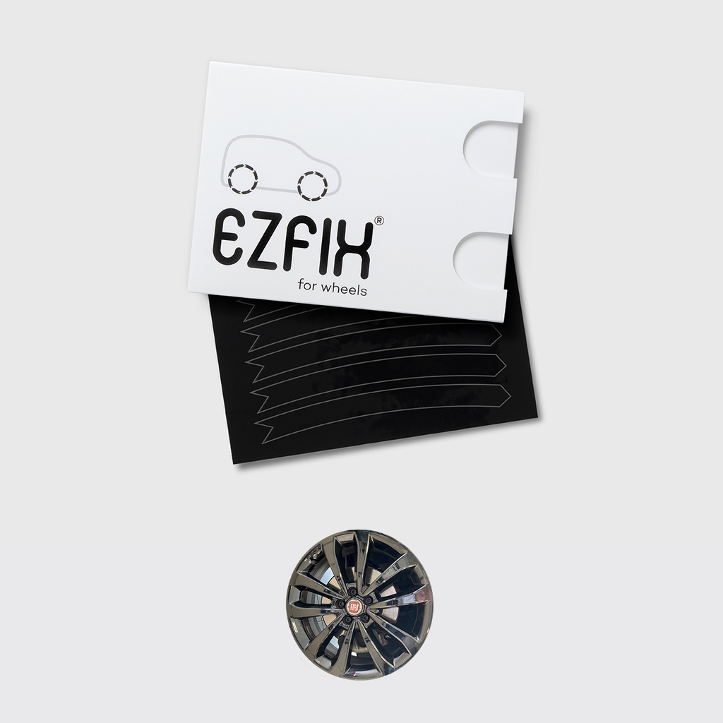 Fiat 500 car wheel rim scratch repair kit in black gloss