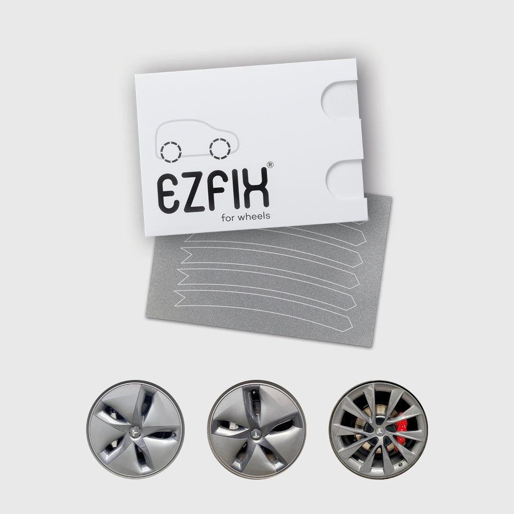 Tesla car wheel rim scratch repair kit in mid grey gloss