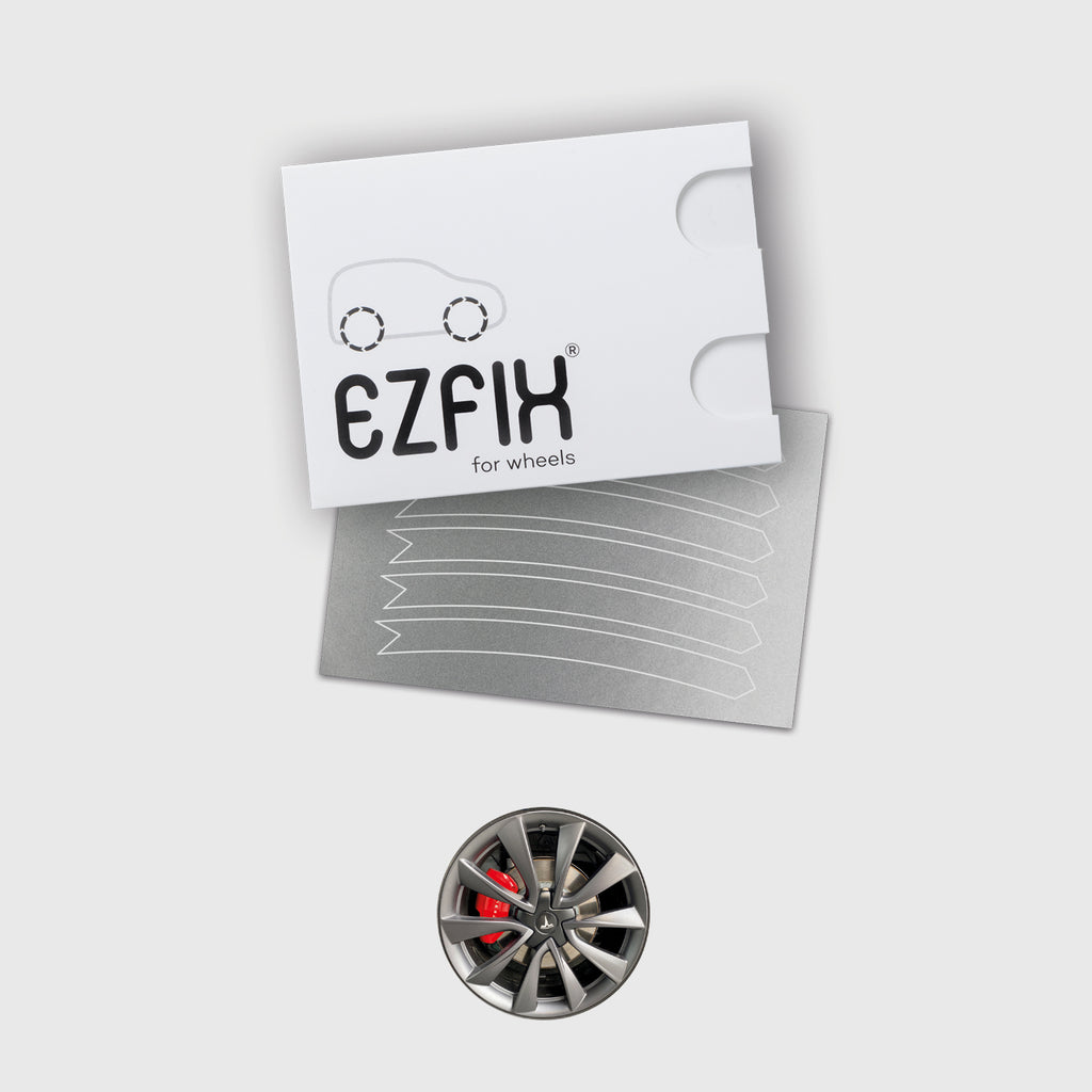 Tesla car wheel rim scratch repair kit in mid grey matt
