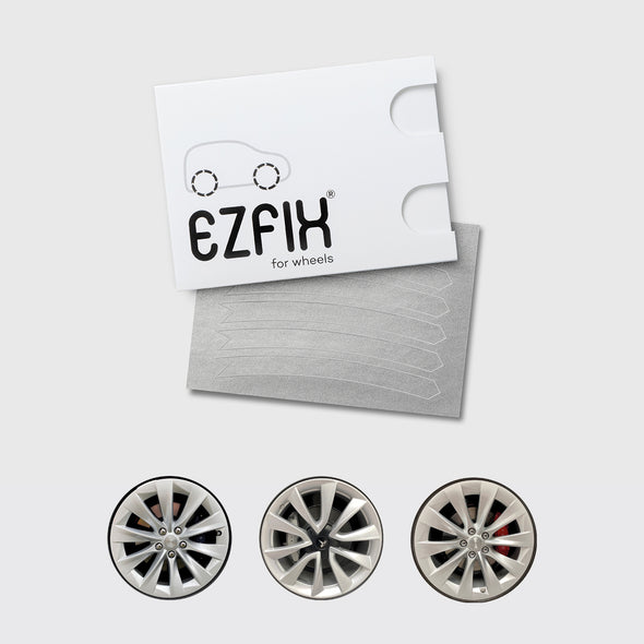 Tesla car wheel rim scratch repair kit in titan silver